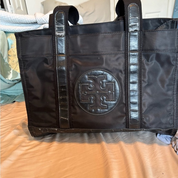 Tory Burch Handbags - Tory Burch Ella Large Tote - Black Nylon & Patent Leather-Fair Condition/project